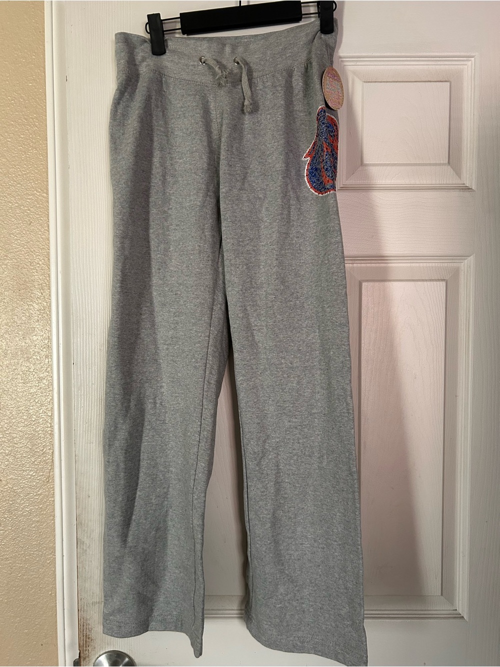 Women's BSU Light Gray Wide-Leg Track Pants with Drawstring Waist